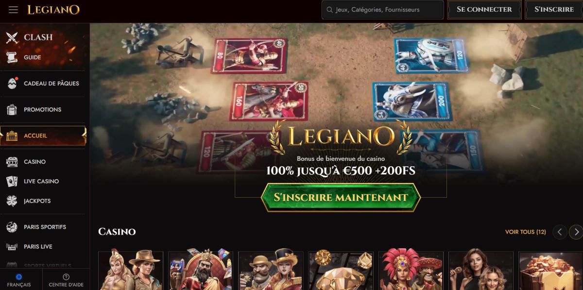 Legiano Casino Avis 2026 : Bonus jusqu&rsquo;à 500€ + 200FS
