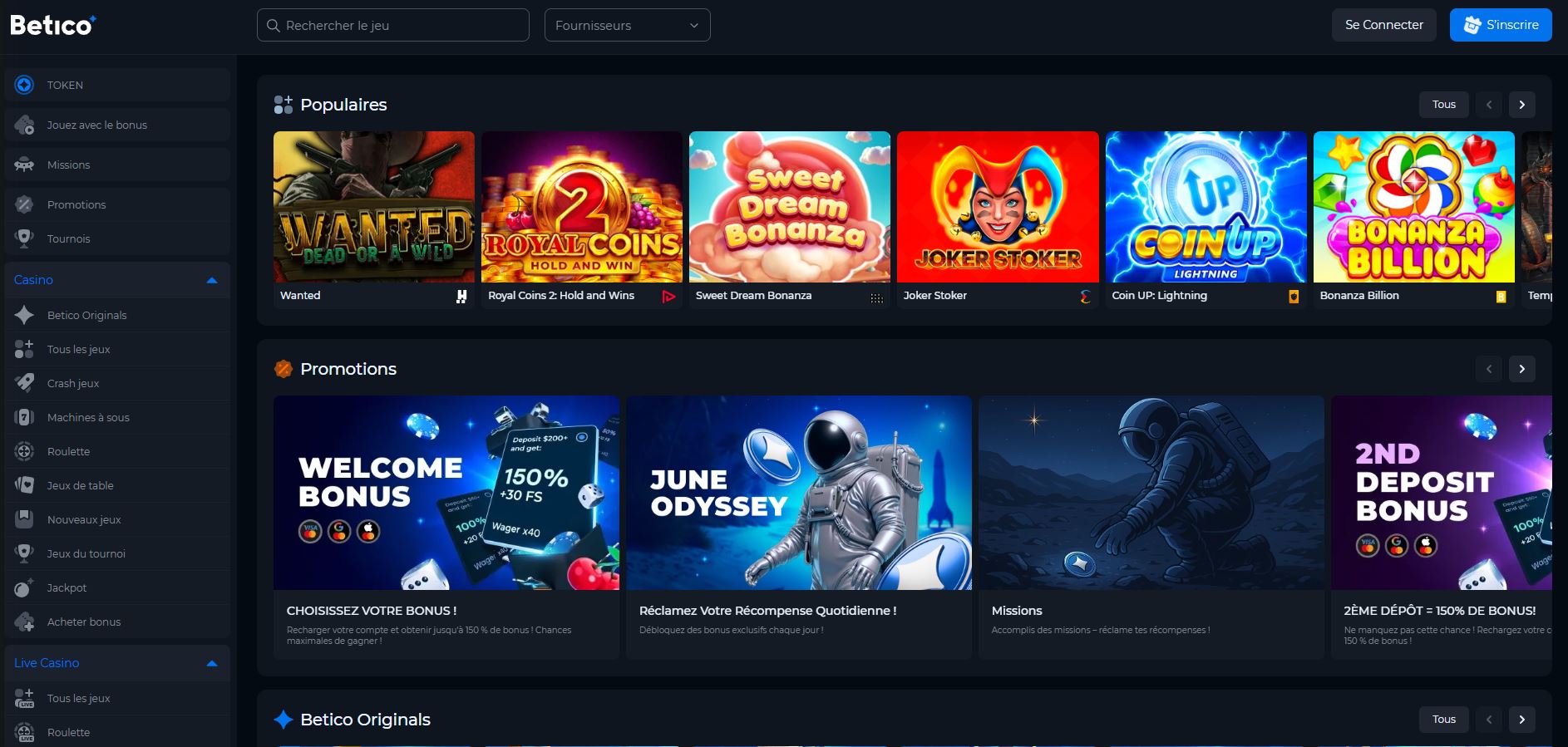 Betico Casino Avis 2026 : Bonus jusqu’à 13500 USDT + 90 FS