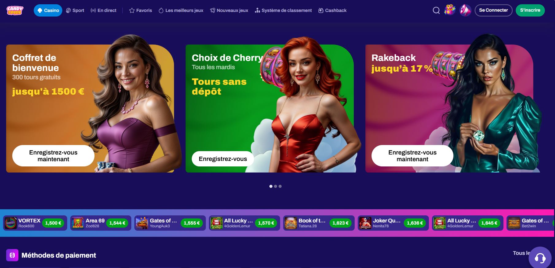 Candy Spinz Casino Avis 2026 : Bonus jusqu’à 1 500 € + 300TG