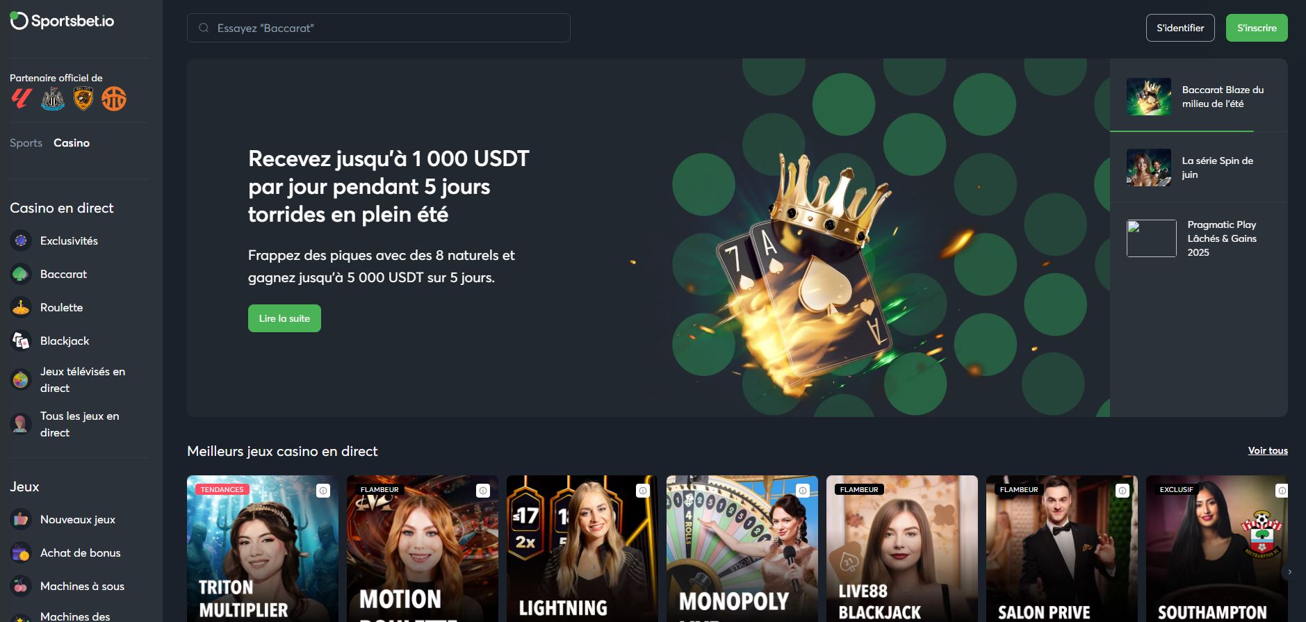Sportsbet.io Casino Avis 2026 : Bonus jusqu’à 300 USDT