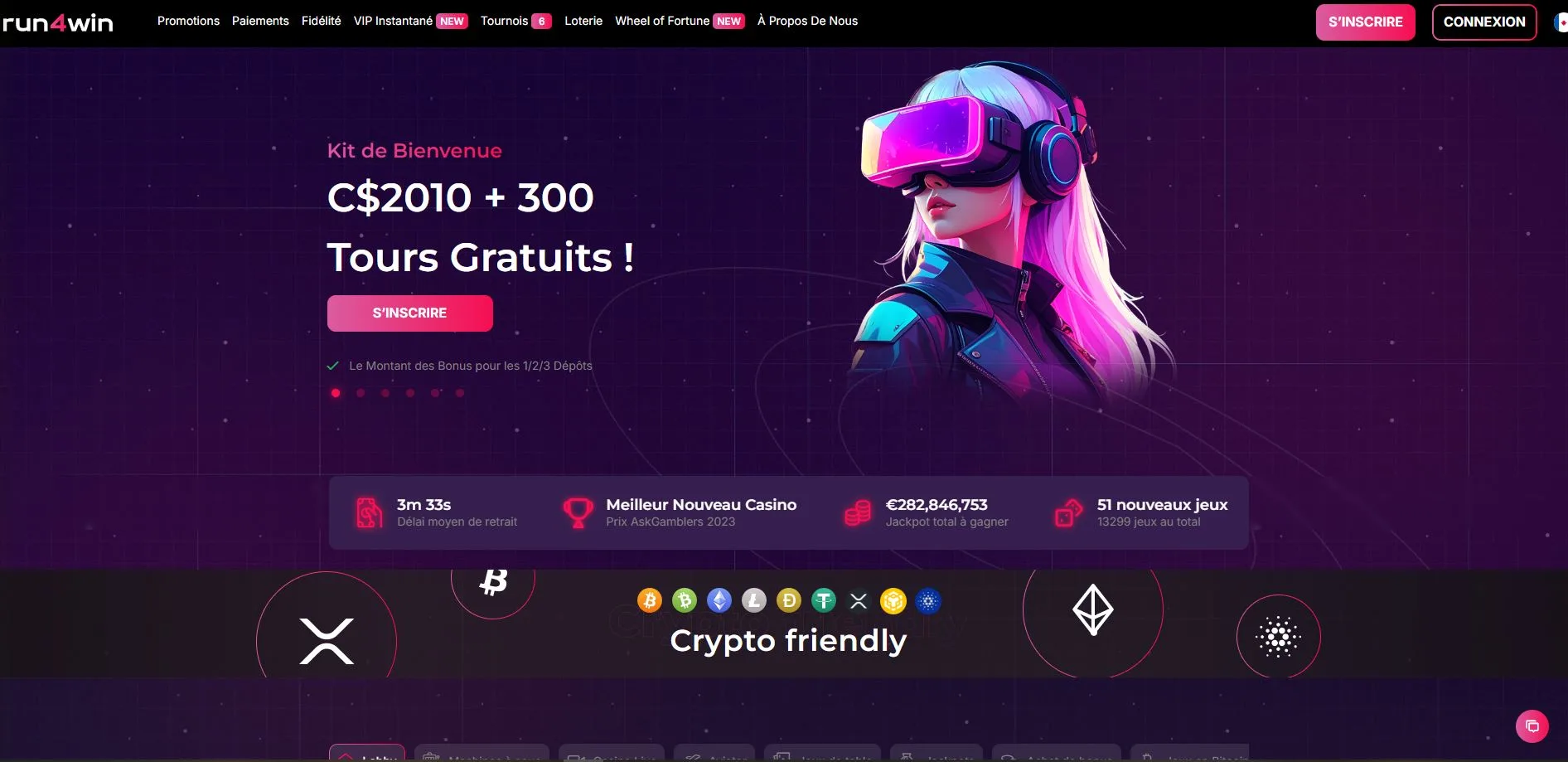 Run4Win Casino Avis 2026 : Bonus jusqu’à 2010 CAD + 300 FS