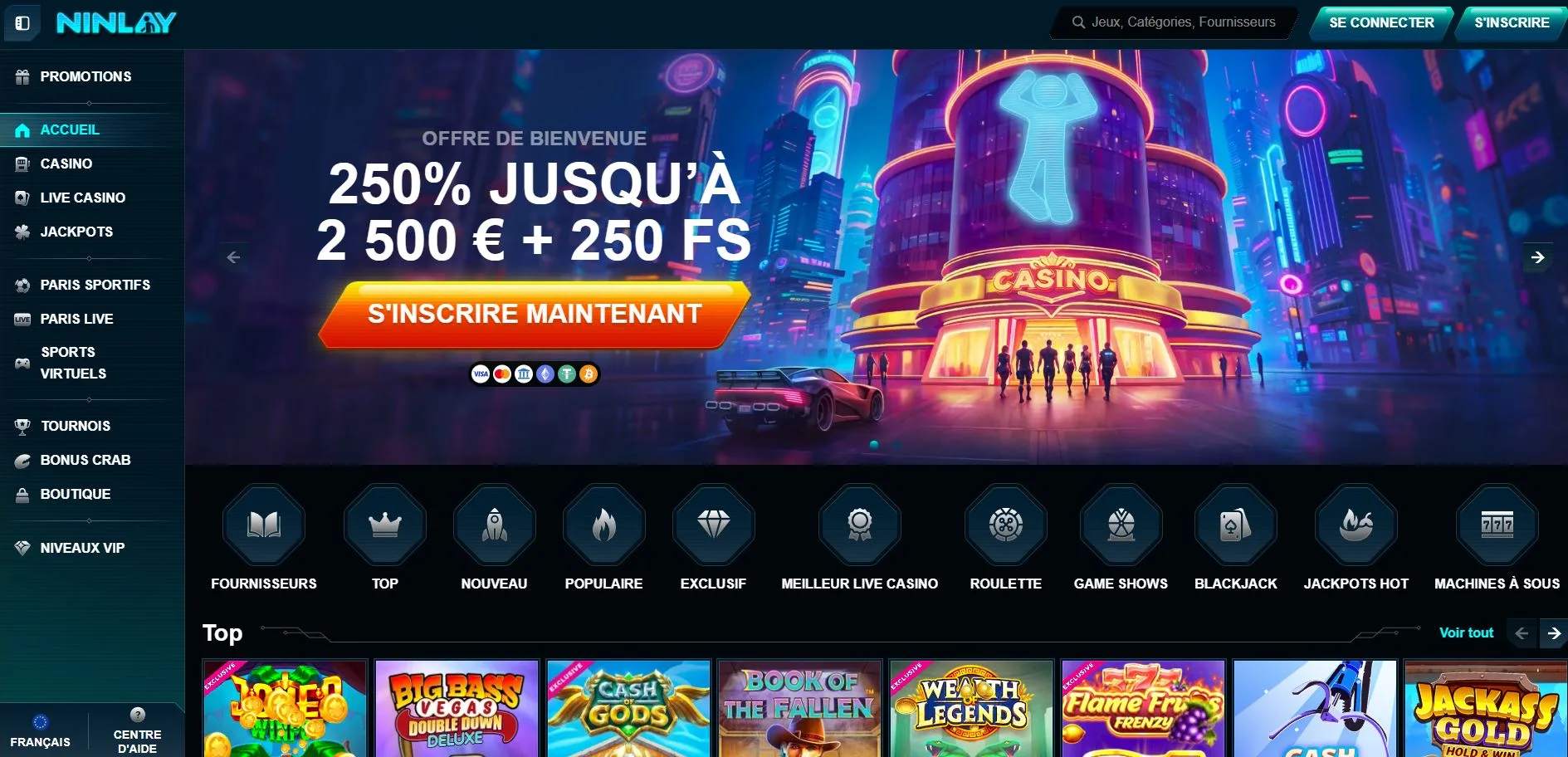 Ninlay Casino Avis 2026 – Bonus 2500€ + 250FS | Test Complet
