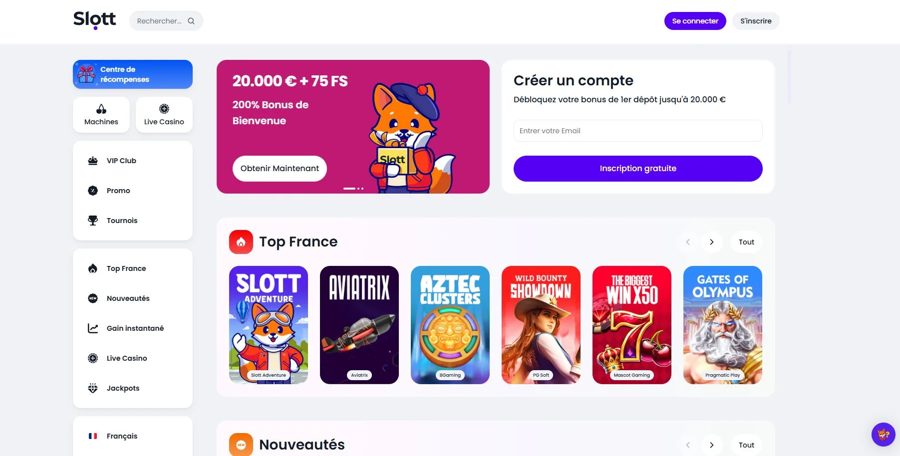 Slott Casino Avis 2026 : Bonus jusqu’à 20 000 € + 75 FS