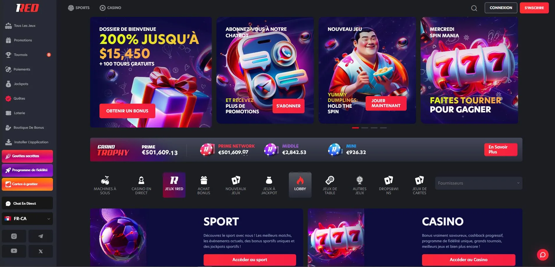 Avis 1Red Casino 2026 : Bonus jusqu’à 3 000 € / 5 000 CAD